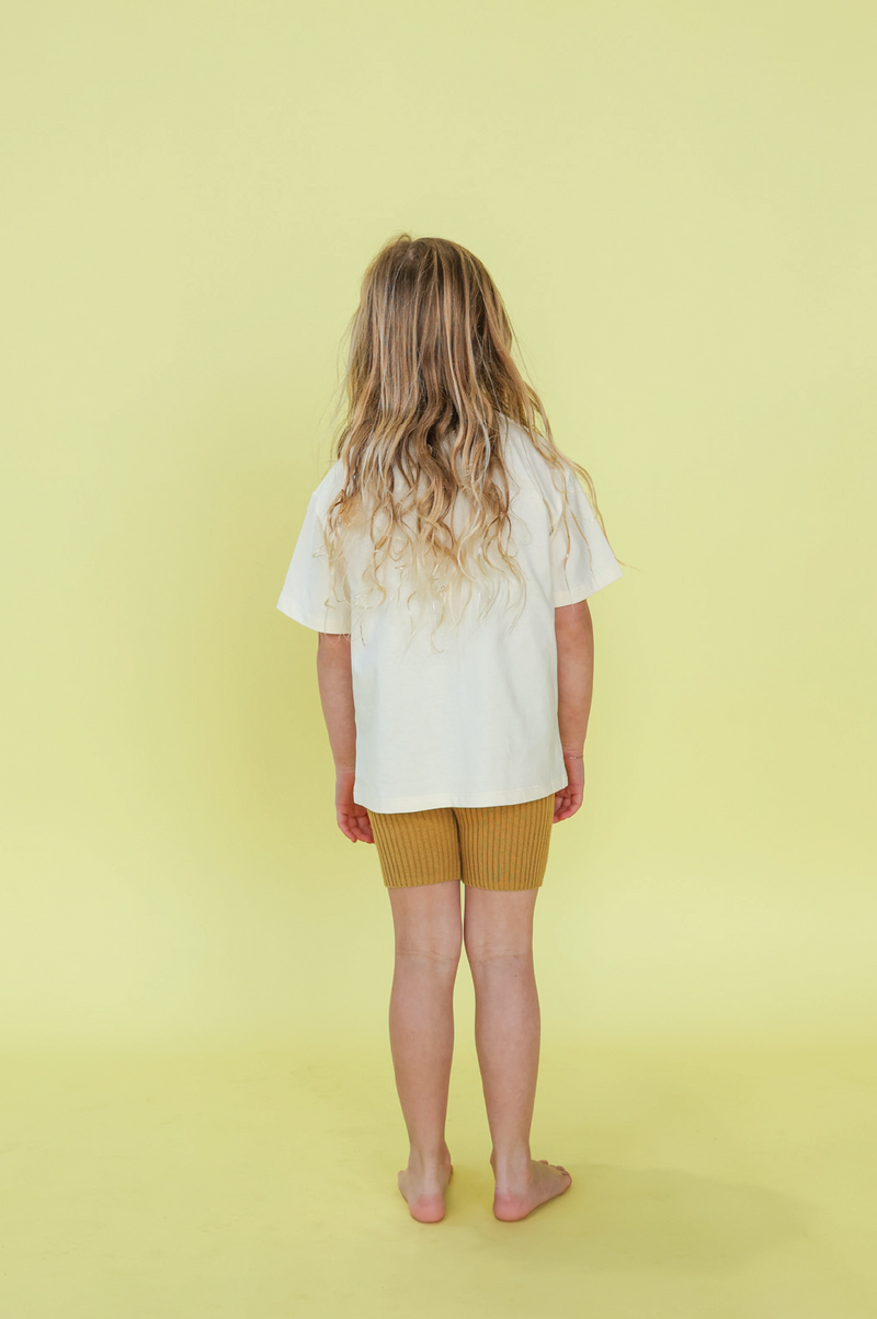 Organic Knitted Rib Bike Shorts - Mustard