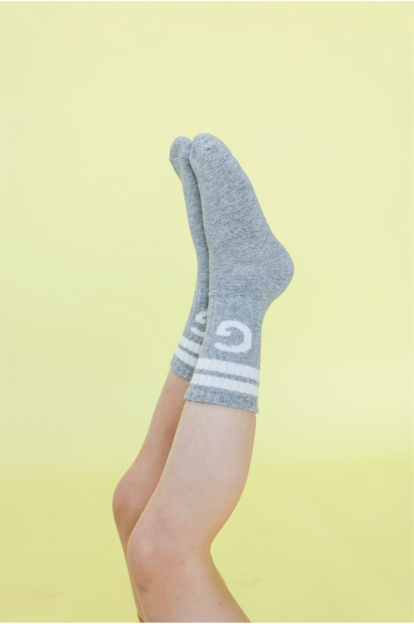 Stripe Logo Socks - Grey Marle