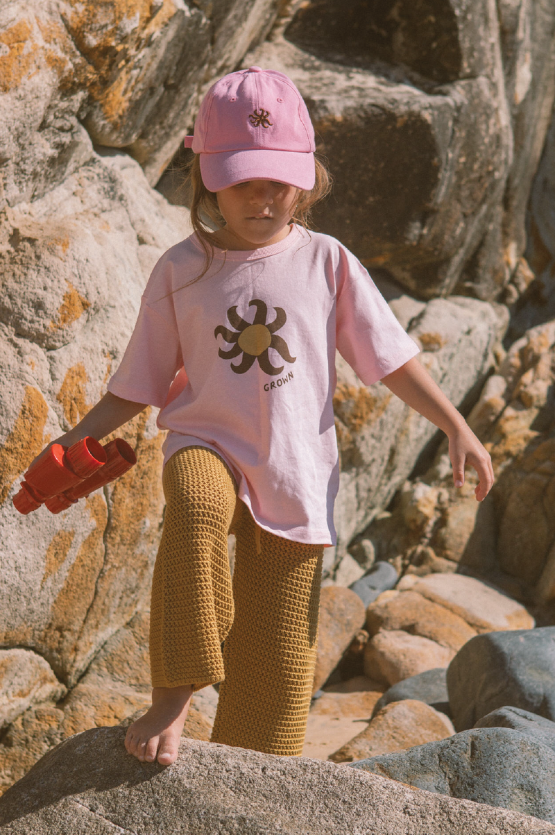 Organic Open Knit Pants - Mustard