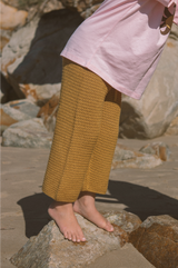 Organic Open Knit Pants - Mustard
