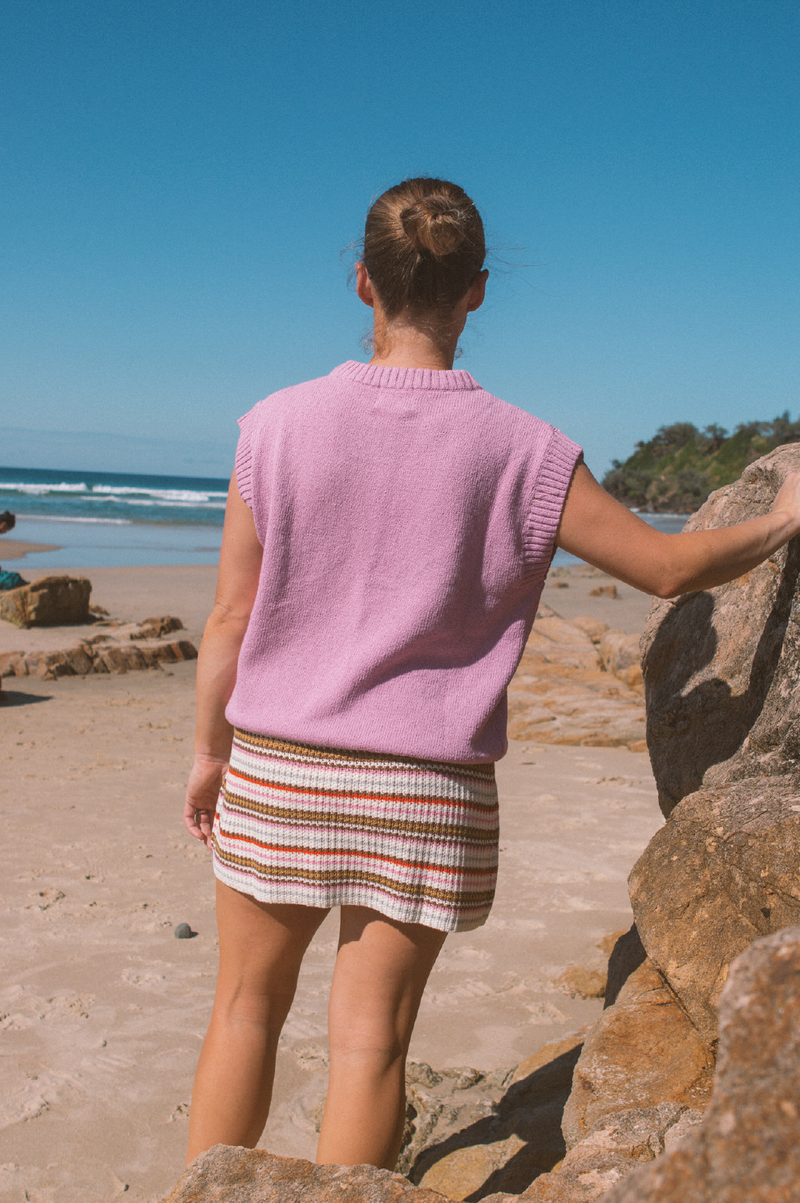 Ladies Jersey Knit Vest - Raspberry