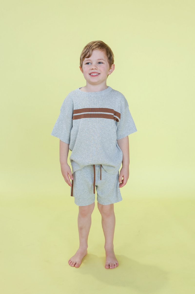 Organic Striped Ribbed Knit Shorts