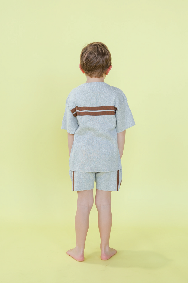 Organic Striped Ribbed Knit Shorts