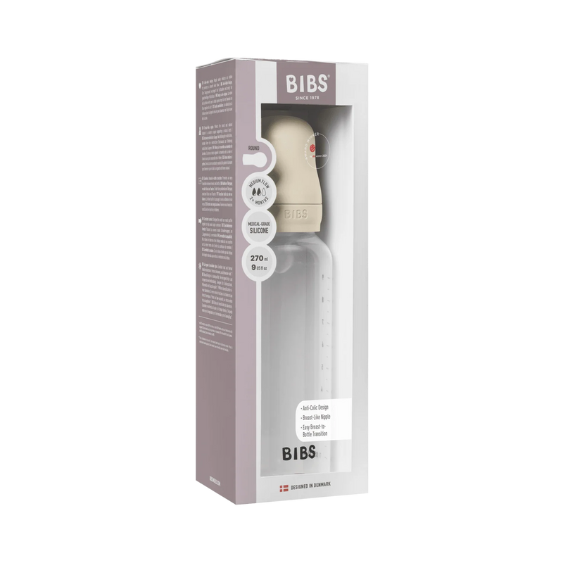 BIBS Baby Bottle Complete Set 270ml Silicone - Ivory