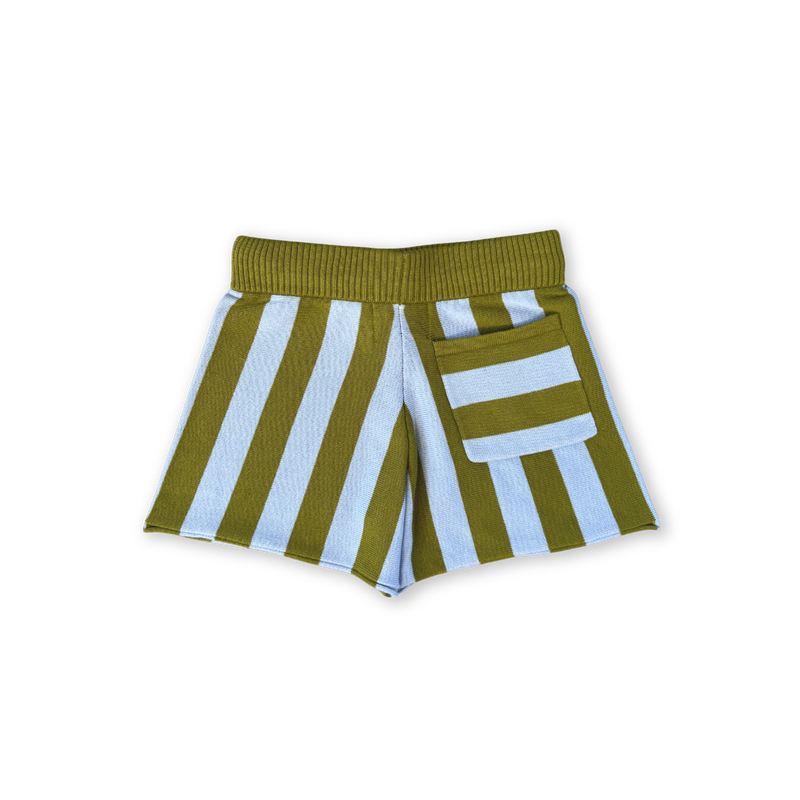 Organic Vertical Stripe Knit Shorts - Ocean & Leaf