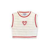 Organic Candy Cane Heart Vest - Milk