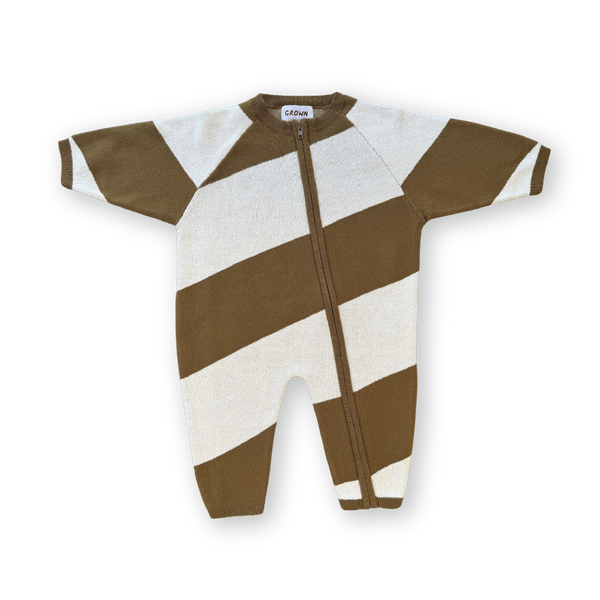 Organic Essential Zip Starsuit - Coffee