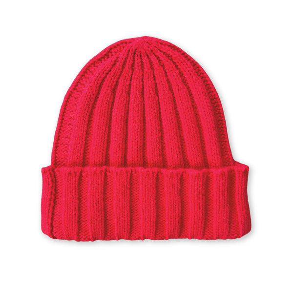 Merino Blend Ribbed Beanie - Flame