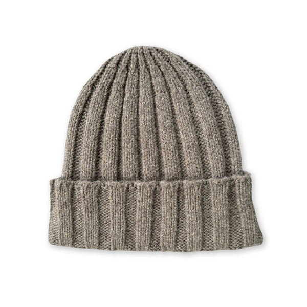 Merino Blend Ribbed Beanie - Grey