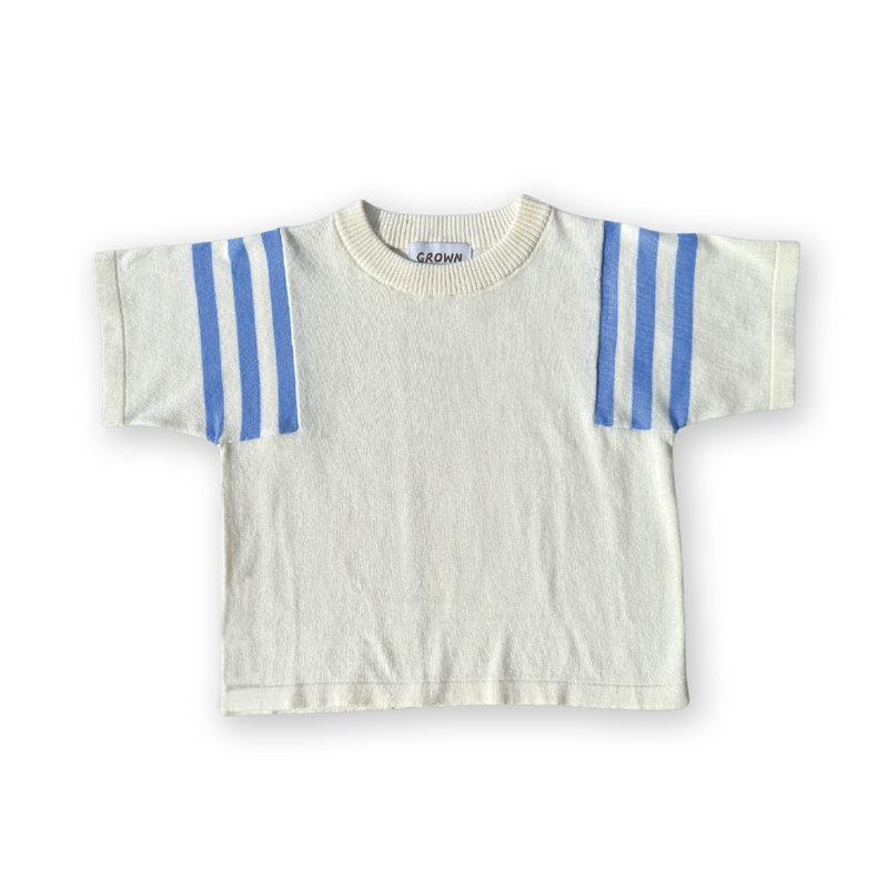 Knitted Stripe Sleeve Knitted Tee