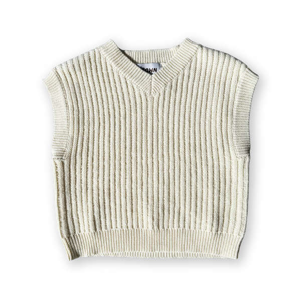 Chunky Rib V-Neck Vest - Milk