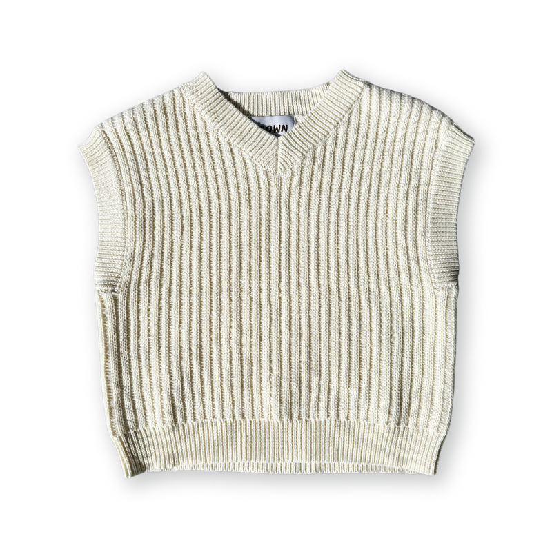 Chunky Rib V-Neck Vest - Milk