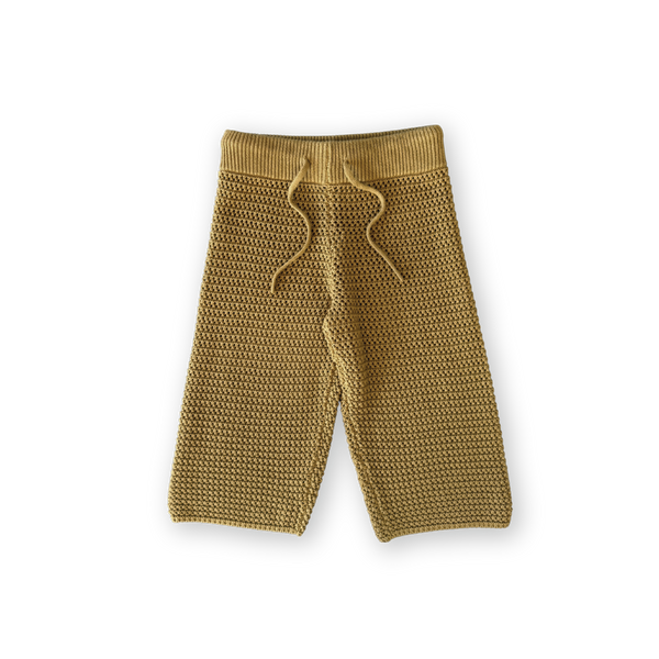 Organic Open Knit Pants - Mustard