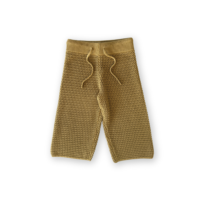 Organic Open Knit Pants - Mustard
