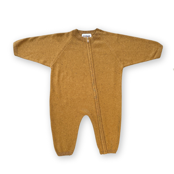 Organic Essential Zip Starsuit - Golden Speckle