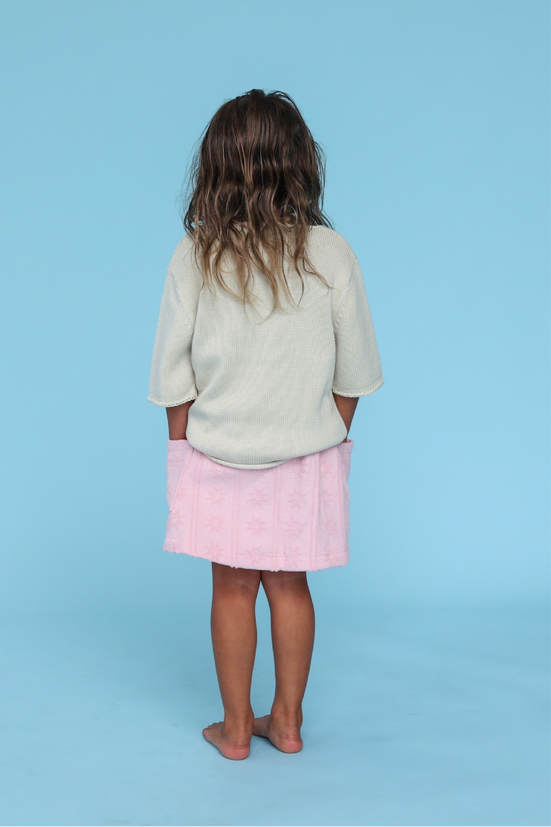 Grown Blanket Stitch Knitted Tee - Dune