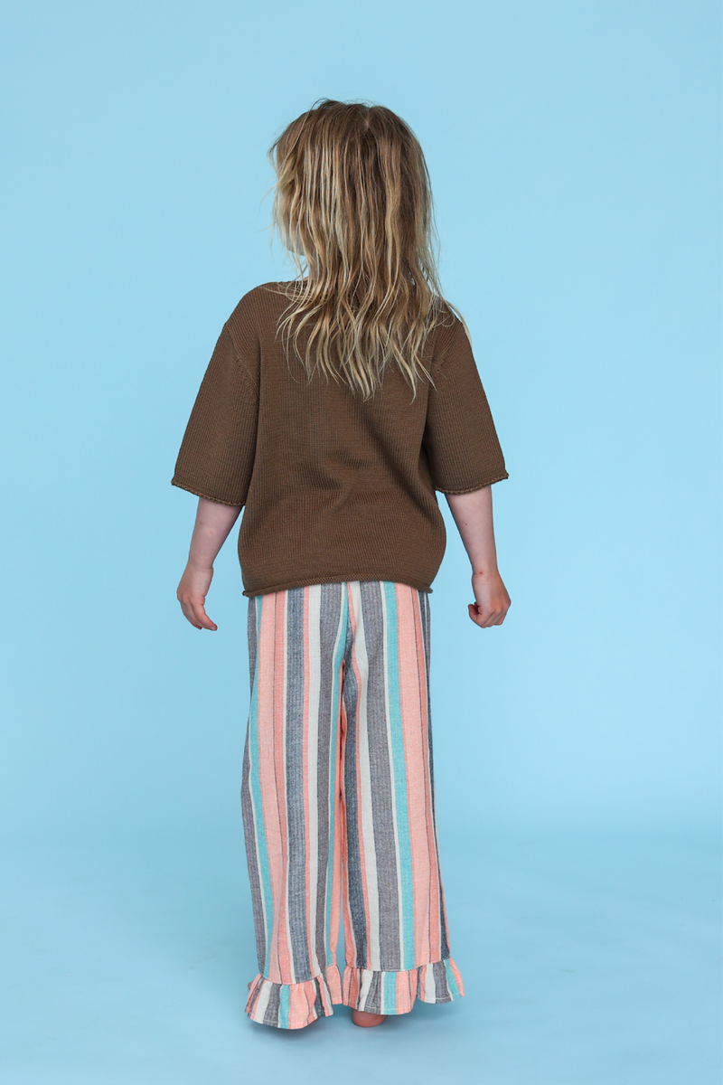 Grown Blanket Stitch Knitted Tee - Cafe