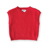 Chunky Rib V-Neck Vest - Flame