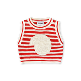 Organic Knitted Crochet-Shell Vest - Chilli