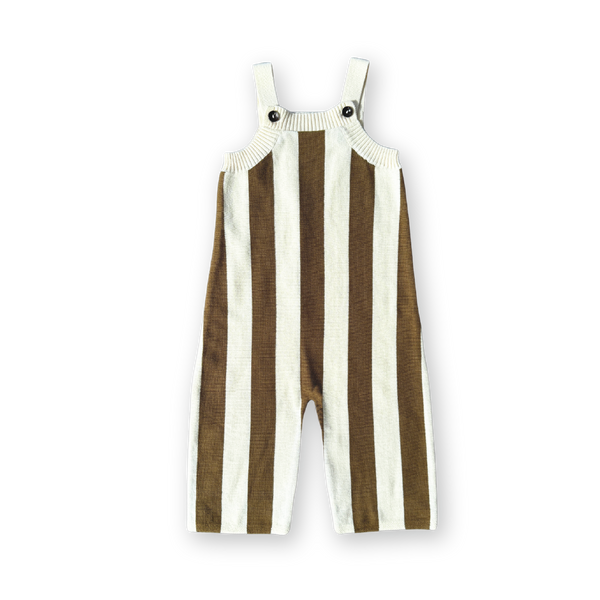 Vertical Stripe Knit Overalls