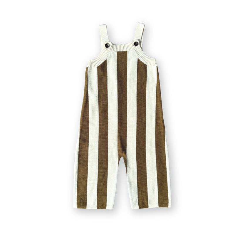 Vertical Stripe Knit Overalls