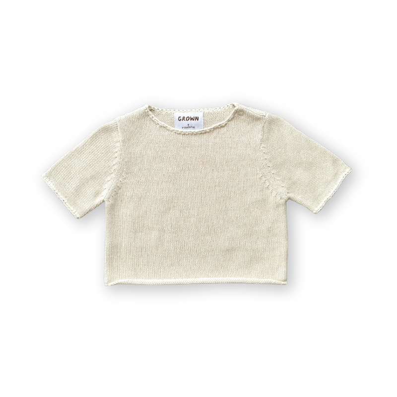 Grown Blanket Stitch Knitted Tee - Dune