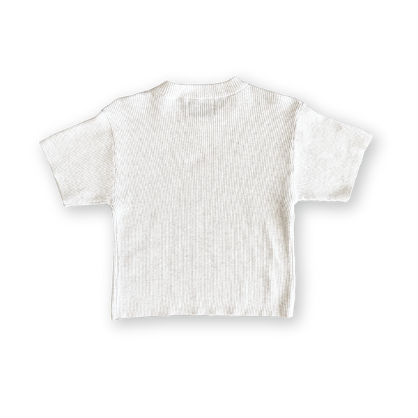 Organic Ribbed Knitted Logo Tee - Coconut