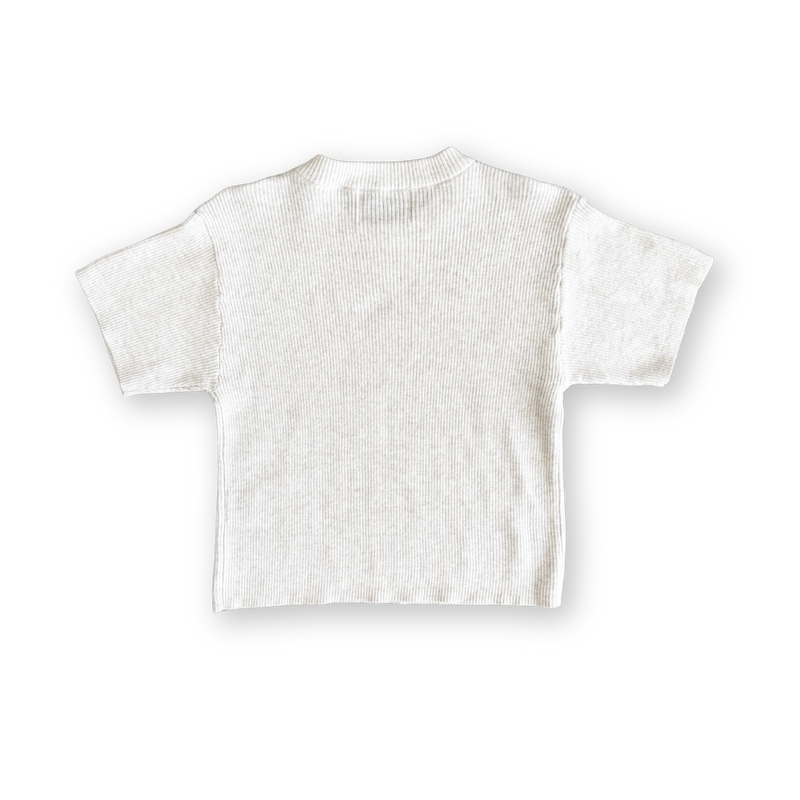 Organic Ribbed Knitted Logo Tee - Coconut