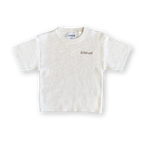 Organic Ribbed Knitted Logo Tee - Coconut
