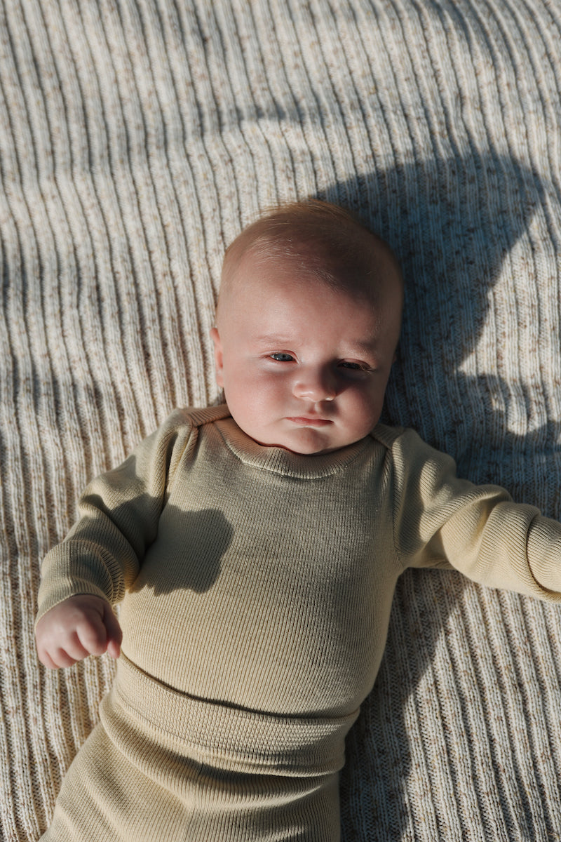 Grown Organic Ribbed Essential Bodysuit - Pistachio