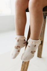 Jamie Kay Jacquard Floral Ankle Sock | Goldie Whisper Pink