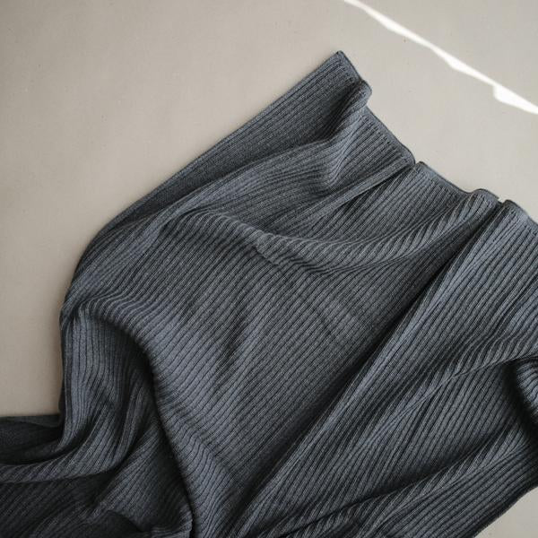 Knitted Baby Blanket | Ribbed Dark Grey Melange