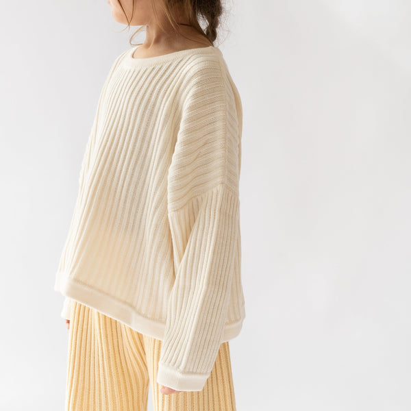 Illoura Ribbed Knit Pullover | Vanilla