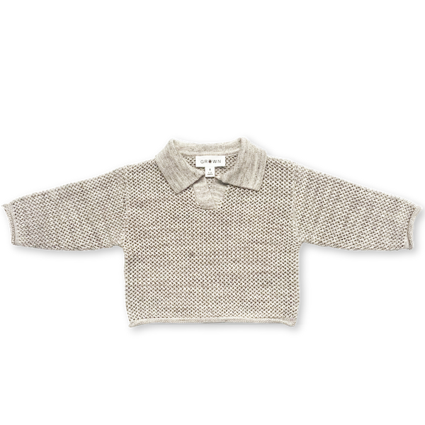 Grown Open-Knit Collar Pull Over - Wheat