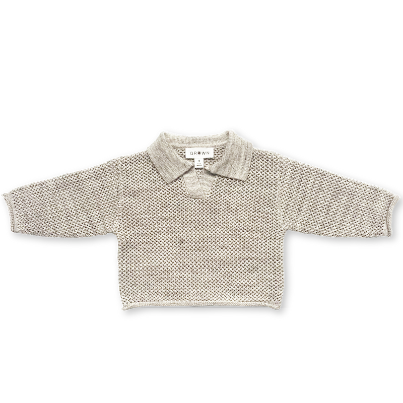 Grown Open-Knit Collar Pull Over - Wheat