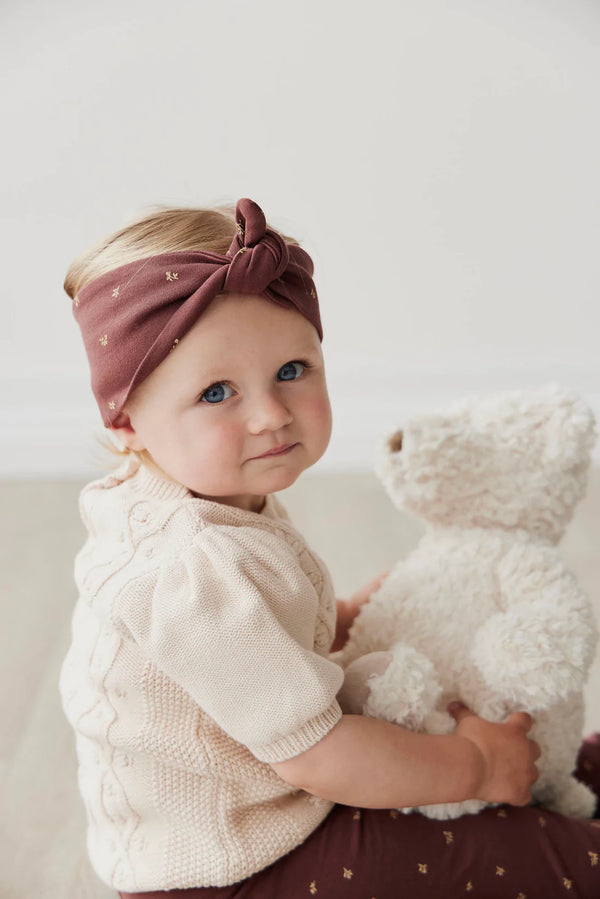 Jamie Kay Organic Cotton Headband | Lea Floral Deep Brown