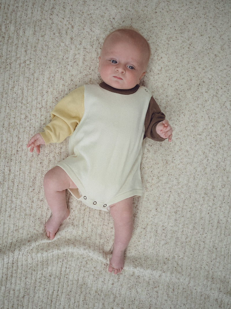 Grown Organic Colour Block Romper - Milk