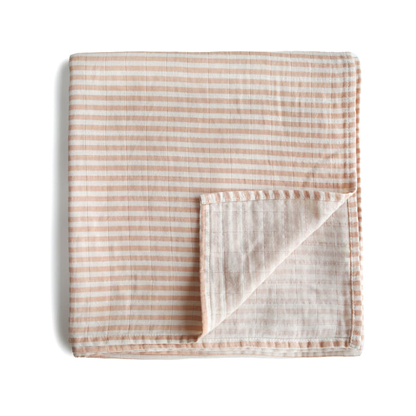 Muslin Swaddle Blanket Organic Cotton | Natural Stripe