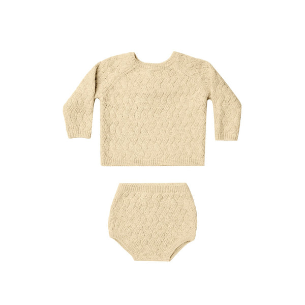Quincy Mae Mira Knit Set | Heathered Yellow