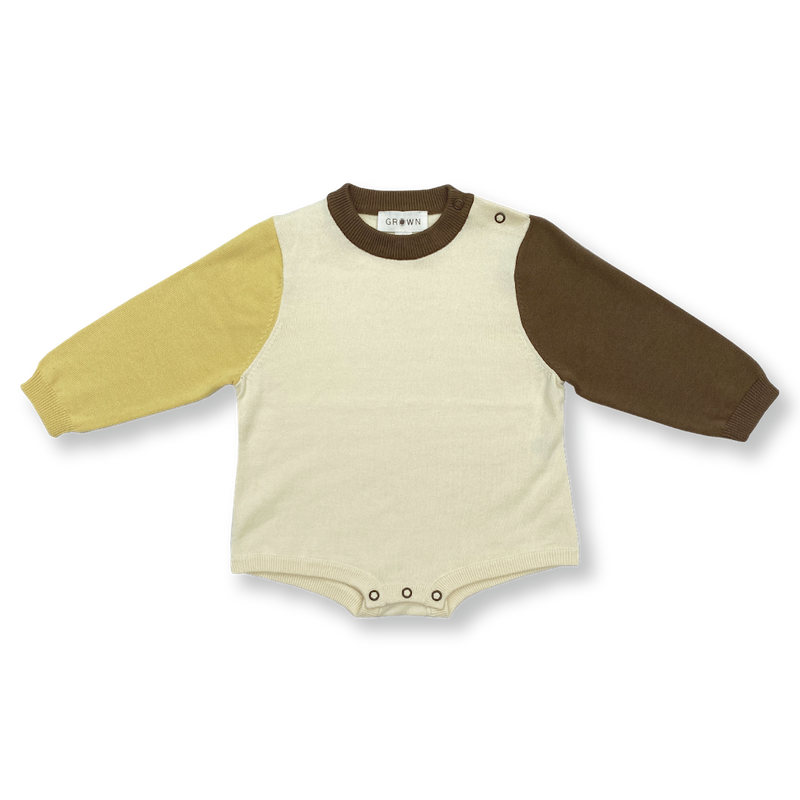 Grown Organic Colour Block Romper - Milk