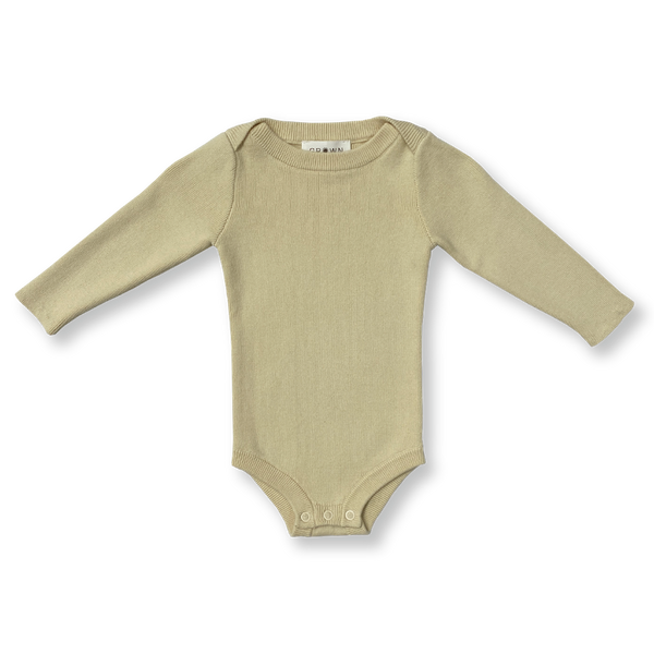 Grown Organic Ribbed Essential Bodysuit - Pistachio