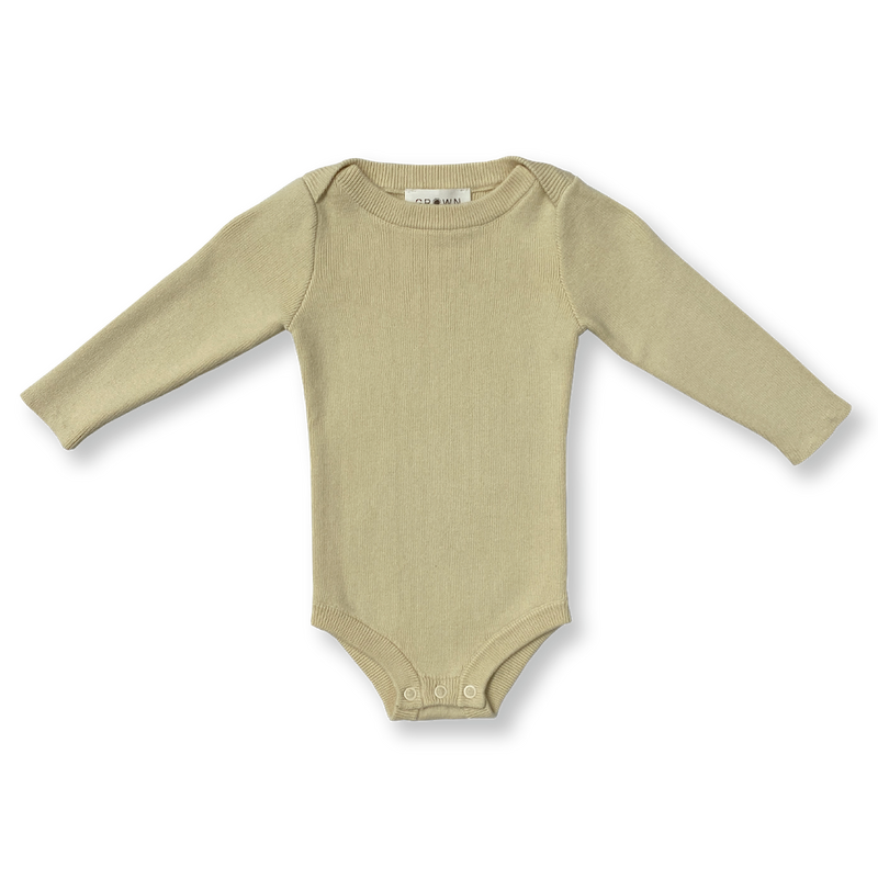 Grown Organic Ribbed Essential Bodysuit - Pistachio